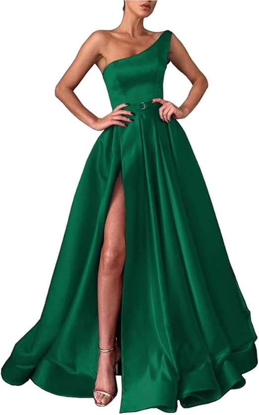 M Sposa Donna Una Spalla Alta Split Lungo Abiti Da Ballo Da Sera Abiti Formali Verde smeraldo 58